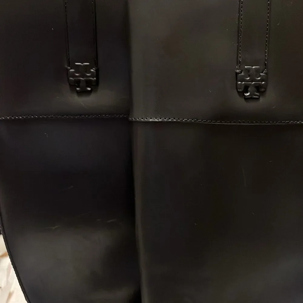NWT TORY BURCH Double T Riding Black Leather Boots Size 7 $ 579.00